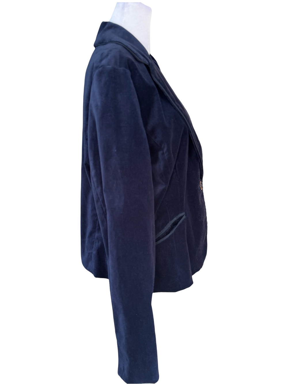 Tommy Hilfiger Stretch Women's Navy Velvet Blazer Size XL - Picture 2 of 6